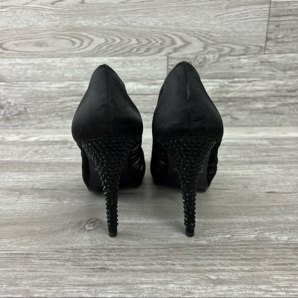 Mixx Shuz Amparo Pumps Size 7.5 Womens Black Mesh Rhinestone Platform High Heels - Picture 8 of 8